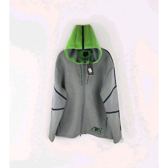 Armani Exchange Other - Armani Exchange A|X NWT MSRP $140 Men's zip-up hooded sweatshirt Gray Neon Green